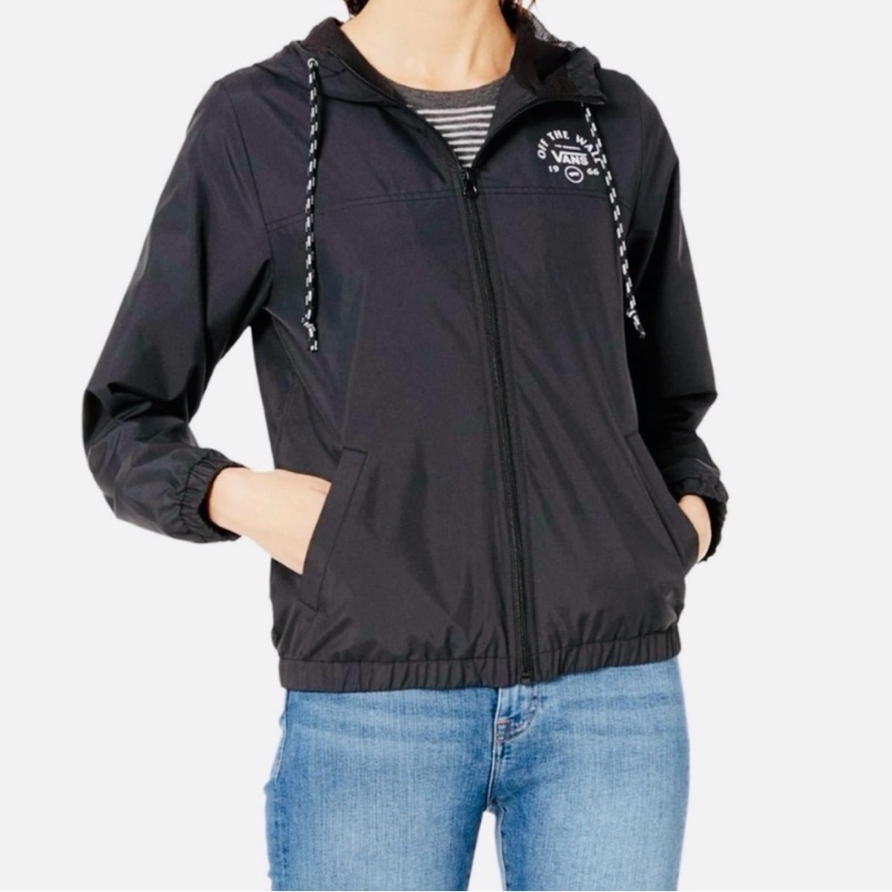 Vans Black Off the Wall Hooded Windbreaker - Picture 2 of 11